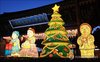 Christmas tree lit at Buddhist temple