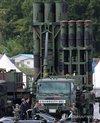 President Lee Jae Myung (3rd from L) inspects the Cheongung-II medium-range surface-to-air missile system as he attends a troop inspection ceremony at Gyeryongdae, South Korea's main military compound, in the city of Gyeryong, central South Korea, on Oct. 1, 2026, to mark the 78th anniversary of the founding of its armed forces. (Yonhap) (END)