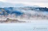 Fog blankets the surface of Uiam Lake in Chuncheon, Gangwon Province, northeastern South Korea, on Oct. 6, 2026, as South Korea experiences chilly weather nationwide amid a wider daily temperature range. (Yonhap) (END)