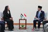 Indonesian Foreign Minister Sugiono and Palestinian Social Development Minister Samah Hamad