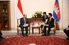 Indonesian Vice President Gibran Rakabuming Raka (right) hosts Cambodian Deputy Prime Minister Hun Many (left) for bilateral talks in Jakarta, Tuesday (July 28, 2026).