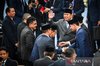 President Prabowo Subianto greets several legislators