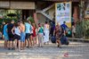 Foreign tourists evacuate to safer areas at the Jayakarta Hotel after the 7.7-magnitude earthquake struck Labuan Bajo