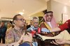 Indonesian Coordinating Minister for Human Development and Cultural Affairs Pratikno (left) and Saudi Arabian Ambassador to Indonesia Faisal Abdullah Al Amoudi (right)