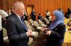 Indonesian Communication and Digital Affairs Minister Meutya Hafid (right) speaks with Australian Prime Minister Anthony Albanese (left) 