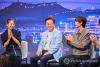 President Lee Jae Myung (C) speaks on "K-Pop: The Next Chapter," aired on English-language broadcaster Arirang TV, in this photo provided by the presidential office on Aug. 20, 2025. (PHOTO NOT FOR SALE) (Yonhap)