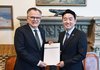 This image, captured from presidential chief of staff Kang Hoon-sik's Facebook page on June 3, 2026, shows Kang (R) meeting with Marc-Andre Blanchard, chief of staff to Canadian Prime Minister Mark Carney, during his visit to Canada as President Lee Jae Myung's special envoy. (PHOTO NOT FOR SALE) (Yonhap)