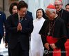 President Lee Jae Myung (L) attends a special Mass at the Basilica of Saint Paul Outside the Walls in Rome, celebrated by Cardinal Lazzaro You Heung-sik (R) on June 14, 2026. (Yonhap)