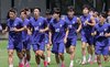 South Korean players jog before a training session for the FIFA World Cup at Chivas Verde Valle in Zapopan, Mexico, on June 19, 2026. (Yonhap)