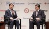 inance Minister Koo Yun-cheol (L) and American Chamber of Commerce in Korea (AMCHAM) Chairman and CEO James Kim speak at an AMCHAM luncheon in Seoul on Aug. 19, 2026, in this photo provided by AMCHAM. (PHOTO NOT FOR SALE) (Yonhap)